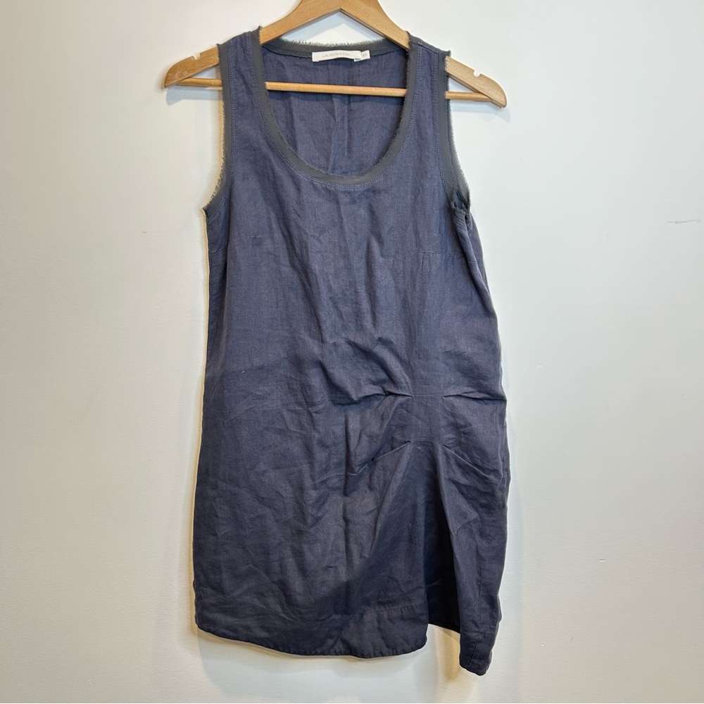 Lauren Vidal Linen Mini Shift Dress Blue